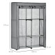 Steel Frame Fabric Wardrobe, with Rail and Shelves - Light Grey