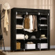 Portable Wardrobe, Foldable Fabric Wardrobe, 150 x 43 x 162.5cm, Clothes Storage Organiser with Hanging Rail, Shelves, Fabric Co