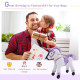 Kids Rocking Horse Plush Ride on Walking Unicorn Horse w/Realistic Sound  Ride On Rocker with Handlebar for Age 3+ Purple