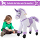 Kids Rocking Horse Plush Ride on Walking Unicorn Horse w/Realistic Sound  Ride On Rocker with Handlebar for Age 3+ Purple