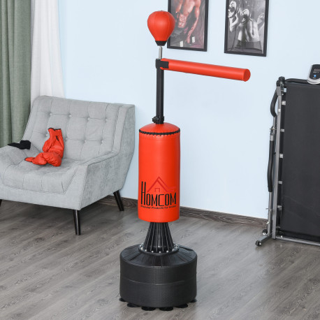 155-205cm 3-IN-1 Freestanding Boxing Punch Bag Stand, Boxing Speed Trainer with Rotating Flexible Arm, Speed Ball, Fillable Base