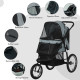 PawHut Dog Pram Dog Stroller Jogger Foldable Pet Pushchair for Medium, Small Dogs, w/ Rubber Wheels, Washable Cushion - Grey