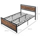 Double Size Metal Bed Frame with Headboard &amp; Footboard, Strong Slat Support Full Bed Frame w/ Underbed Storage Space, Bedroom Fu