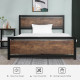 Double Size Metal Bed Frame with Headboard &amp; Footboard, Strong Slat Support Full Bed Frame w/ Underbed Storage Space, Bedroom Fu