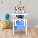 2 in 1 Convertible Baby High Chair Toddler Table Chair Infant Feeding Seat Removable Food Tray Safety Harness Blue