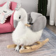 Kids Children Rocking Horse Plush Ride On Swan w/ Sound Wood Base Seat Safety Belt Toddler Baby Toy Rocker 18 - 36 Months