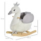 Kids Children Rocking Horse Plush Ride On Swan w/ Sound Wood Base Seat Safety Belt Toddler Baby Toy Rocker 18 - 36 Months