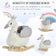 Kids Children Rocking Horse Plush Ride On Swan w/ Sound Wood Base Seat Safety Belt Toddler Baby Toy Rocker 18 - 36 Months