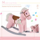 Kids Plush Ride-On Rocking Horse Toy Rocker with Plush Toy Realistic Sounds for Child 18-36 Months Pink