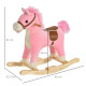 Kids Plush Rocking Horse w/ Sound Moving Mouth Wagging Tail Children Rocker Ride On Toy Gift 3-6 Years Pink