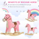 Kids Plush Rocking Horse w/ Sound Moving Mouth Wagging Tail Children Rocker Ride On Toy Gift 3-6 Years Pink