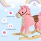 Kids Plush Rocking Horse w/ Sound Moving Mouth Wagging Tail Children Rocker Ride On Toy Gift 3-6 Years Pink