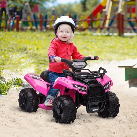 6V Kids Electric Ride on Car Toddlers Quad Bike All Terrain Vehicle Toy With Music for 18-36 months Pink