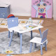 3 Pcs Kids Table &amp; Chairs Set w/ Wood Legs Safe Corners Cute Stars Seating Mini Furniture Home Playroom Bedroom Dining Room Blue