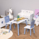 3 Pcs Kids Table &amp; Chairs Set w/ Wood Legs Safe Corners Cute Stars Seating Mini Furniture Home Playroom Bedroom Dining Room Blue