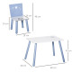 3 Pcs Kids Table &amp; Chairs Set w/ Wood Legs Safe Corners Cute Stars Seating Mini Furniture Home Playroom Bedroom Dining Room Blue