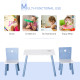 3 Pcs Kids Table &amp; Chairs Set w/ Wood Legs Safe Corners Cute Stars Seating Mini Furniture Home Playroom Bedroom Dining Room Blue