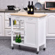 Kitchen Storage Trolley Cart Cupboard Rolling Wheels Shelves Cabinet Island W/ Drawers Towel Rail Wine Glass Rack Pine Wood Work