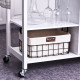 Kitchen Storage Trolley Cart Cupboard Rolling Wheels Shelves Cabinet Island W/ Drawers Towel Rail Wine Glass Rack Pine Wood Work