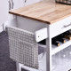 Kitchen Storage Trolley Cart Cupboard Rolling Wheels Shelves Cabinet Island W/ Drawers Towel Rail Wine Glass Rack Pine Wood Work