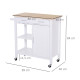 Kitchen Storage Trolley Cart Cupboard Rolling Wheels Shelves Cabinet Island W/ Drawers Towel Rail Wine Glass Rack Pine Wood Work