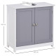 kleankin 60x60cm Under-Sink Storage Cabinet w/ Adjustable Shelf Handles Drain Hole Bathroom Cabinet Space Saver Organizer White 