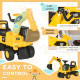 CAT Licensed Kids Ride on Digger Toddler Pretend Construction Play Toy Foot-To-Floor Ride-On Toy w/ Manual Shovel, Horn, Hidden 