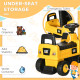 CAT Licensed Kids Ride on Digger Toddler Pretend Construction Play Toy Foot-To-Floor Ride-On Toy w/ Manual Shovel, Horn, Hidden 