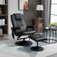 Swivel Recliner Chair and Footstool, Faux Leather Massage Recliner Armchair with Remote Control and Round Wrapped Base, Black