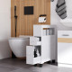 72x16cm Narrow Bathroom Storage Unit w/ 2 Drawers Open Top 4 Wheels Slimline Modern Rolling Home Organisation