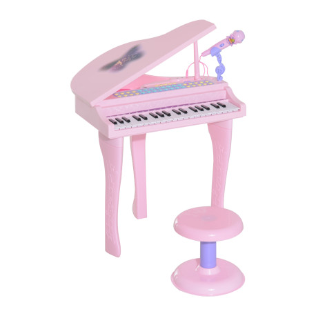 37 Keys Kids Mini Electronic Keyboard Children Grand Piano with Stool Microphone Light Musical Instrument Educational Game Toy S