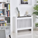 Slatted Radiator Cover Painted Cabinet MDF Lined Grill in White (112L x 19W x 81H cm)