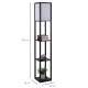 Modern Shelf Floor Lamp Soft Light 4-tier Open Shelves Living Room Storage Display | Aosom UK