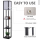 Modern Shelf Floor Lamp Soft Light 4-tier Open Shelves Living Room Storage Display | Aosom UK