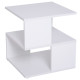 Side Table Square Coffee Table Modern End Table with 2 Tier Storage Shelves for Living Room, Bedroom, White