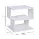 Side Table Square Coffee Table Modern End Table with 2 Tier Storage Shelves for Living Room, Bedroom, White