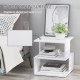 Side Table Square Coffee Table Modern End Table with 2 Tier Storage Shelves for Living Room, Bedroom, White