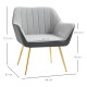 Velvet Armchairs, Upholstered Accent Chairs with Golden Steel Legs, Modern Vanity Chairs for Living Room and Bedroom, Light Grey