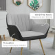 Velvet Armchairs, Upholstered Accent Chairs with Golden Steel Legs, Modern Vanity Chairs for Living Room and Bedroom, Light Grey