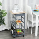 Rolling Kitchen Cart, Utility Storage Cart with 4 Basket Drawers &amp; Side Racks, Wheels for Dining Room, Grey