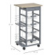 Rolling Kitchen Cart, Utility Storage Cart with 4 Basket Drawers &amp; Side Racks, Wheels for Dining Room, Grey