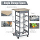 Rolling Kitchen Cart, Utility Storage Cart with 4 Basket Drawers &amp; Side Racks, Wheels for Dining Room, Grey