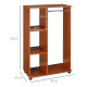 Open Wardrobe on Wheels with Clothes Rail, Bedroom Clothes Storage with Hanging Rod, 3 Storage Shelves, Mobile Garment Rack for 