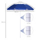 Outsunny 1.7m Beach Umbrella, Portable Parasol with Tilting Function, Carry Bag, Outdoor Sunshade Shelter with 8 Ribs, Blue