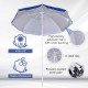 Outsunny 1.7m Beach Umbrella, Portable Parasol with Tilting Function, Carry Bag, Outdoor Sunshade Shelter with 8 Ribs, Blue