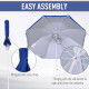 Outsunny 1.7m Beach Umbrella, Portable Parasol with Tilting Function, Carry Bag, Outdoor Sunshade Shelter with 8 Ribs, Blue