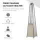 Outsunny Stainless Steel Outdoor Garden Pyramid Patio Heater with Wheels and Rain Cover - Silver