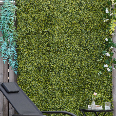 Outsunny 12PCS Artificial Boxwood Wall Panels 50cm x 50cm Grass Privacy Fence Screen Faux Hedge Greenery Backdrop Encrypted Mila