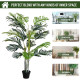 Outsunny Artificial Tree, 150cm Tropical Palm Tree, Fake Plants in Pots, Faux Green Plant for Indoor Outdoor Home Office Living 