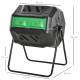 Outsunny 160L Tumbling Compost Bin Outdoor Dual Chamber 360° Rotating Composter, Garden Compost Bin w/ Sliding Doors &amp; Solid Ste